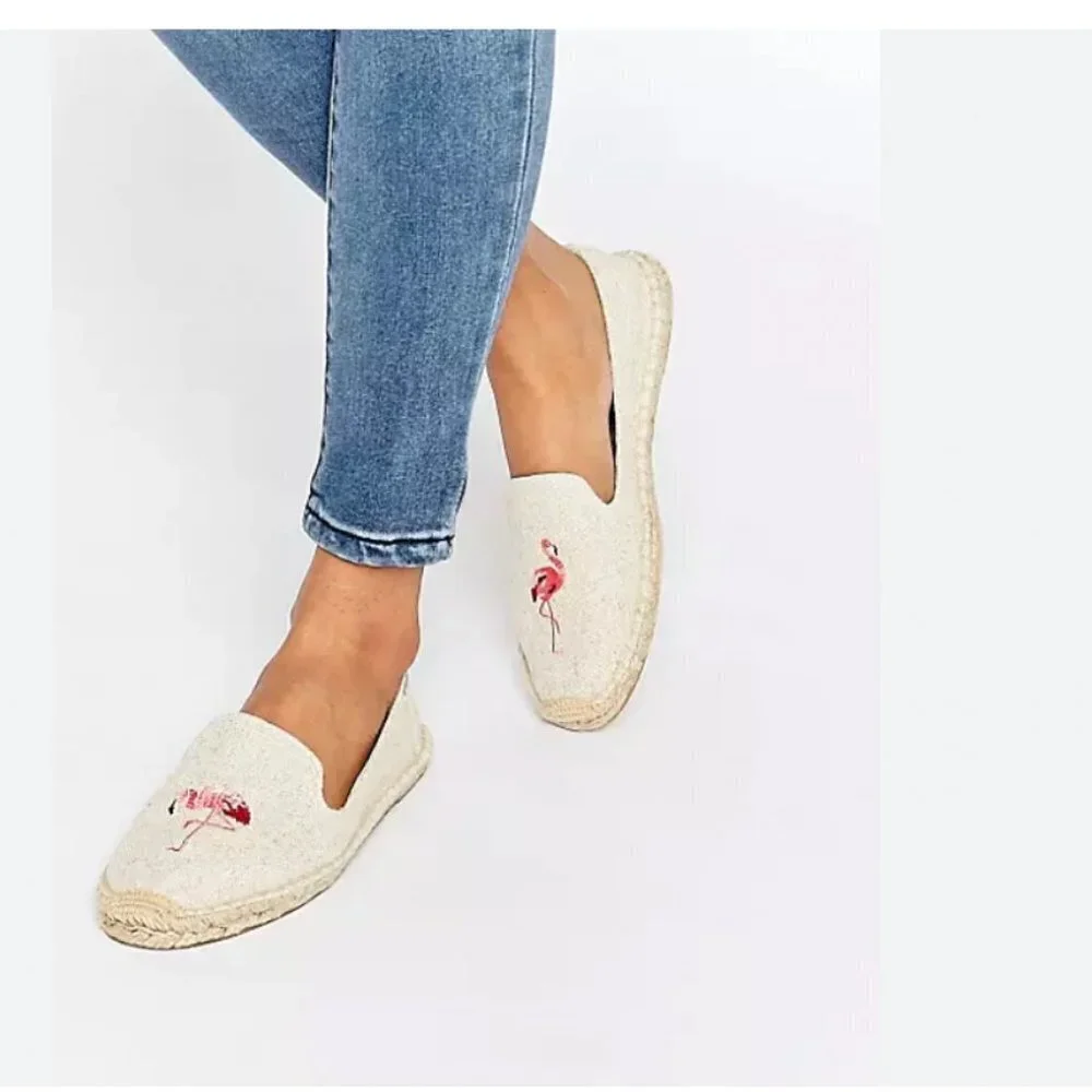 Soludos Flamingos Espadrille Flat Shoes Size 10